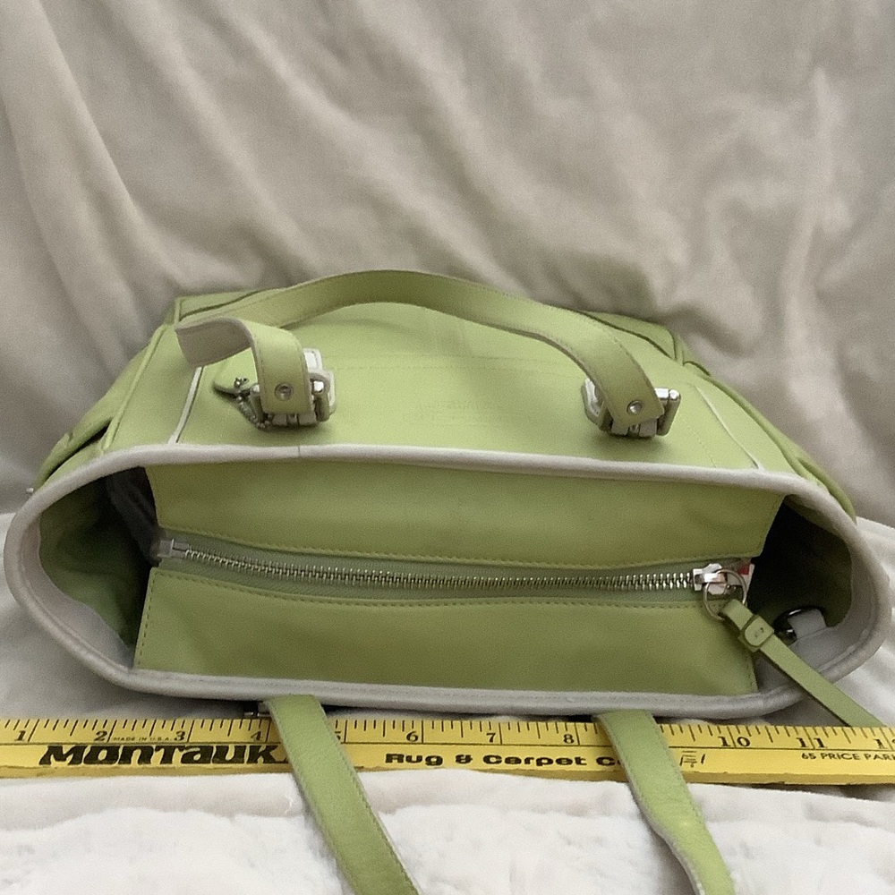 Coach Lime Green Tote Bag with bone Accents - Picture 5 of 6